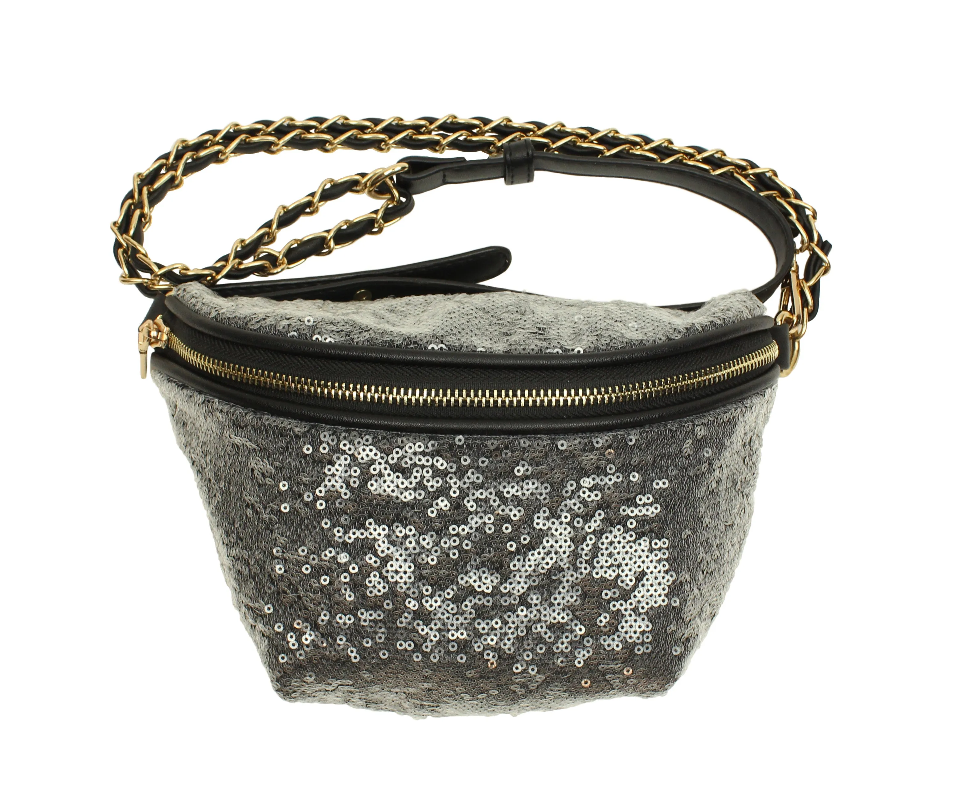 Popatu Dark Silver Sequin Waist Bag