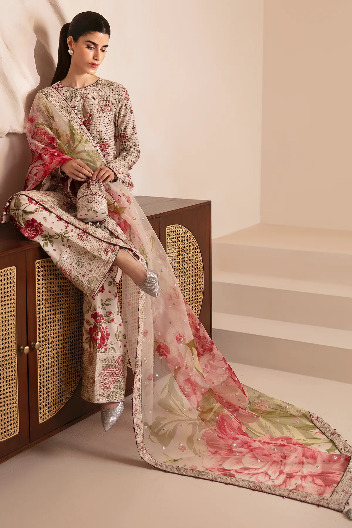 Premium Embroidered Raw Silk UR-7034