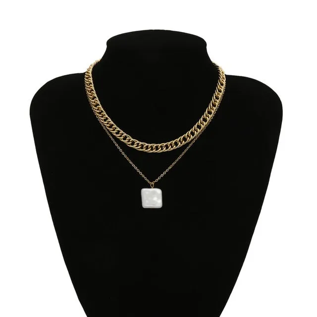 Punk Multi Layered Pearl Choker Necklace Collar Statement