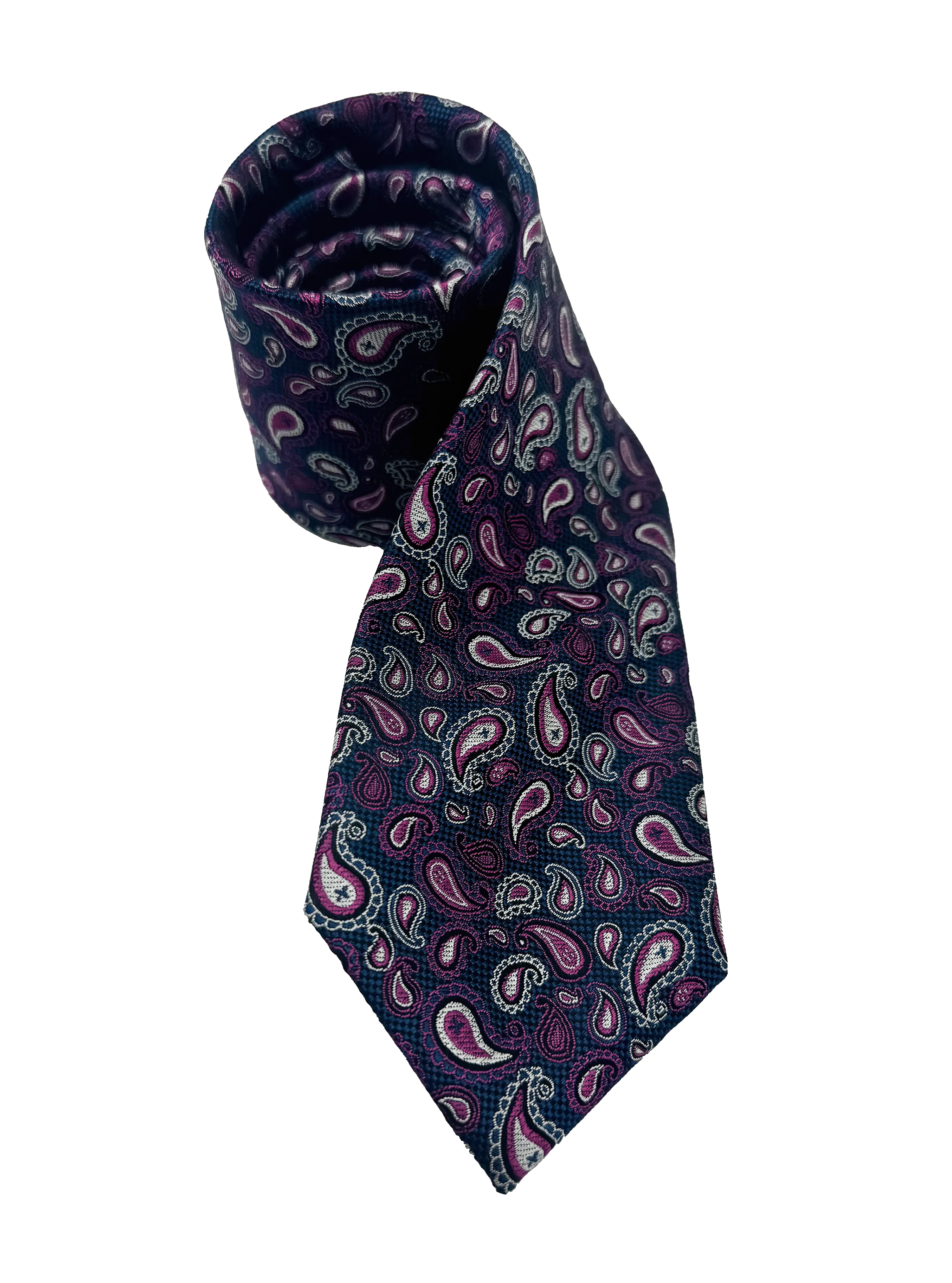 Purple Paisley Print Silk Tie