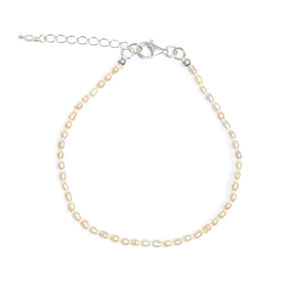 Rani Rice Pearl Bracelet Silver