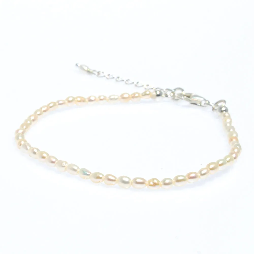 Rani Rice Pearl Bracelet Silver