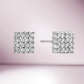 Ready to Ship Mini Square Diamond Stud Earrings (0.45 ct.) in 18K Gold, Made in Italy