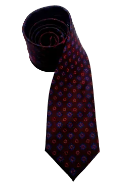 Red Octagram Floral Print Silk Tie