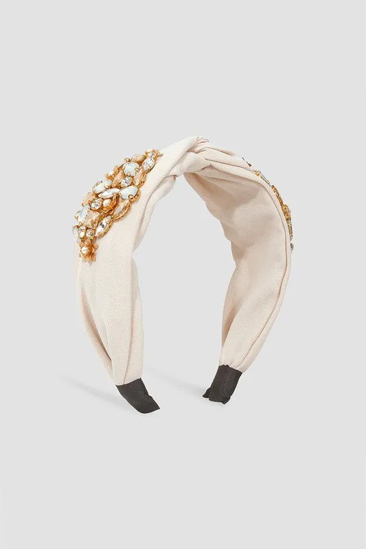 Rhinestone-Alloy-Pearl Cloth Headband