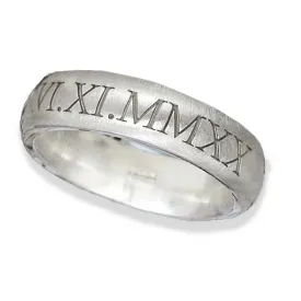 Roman Numerals 6mm Silver Ring