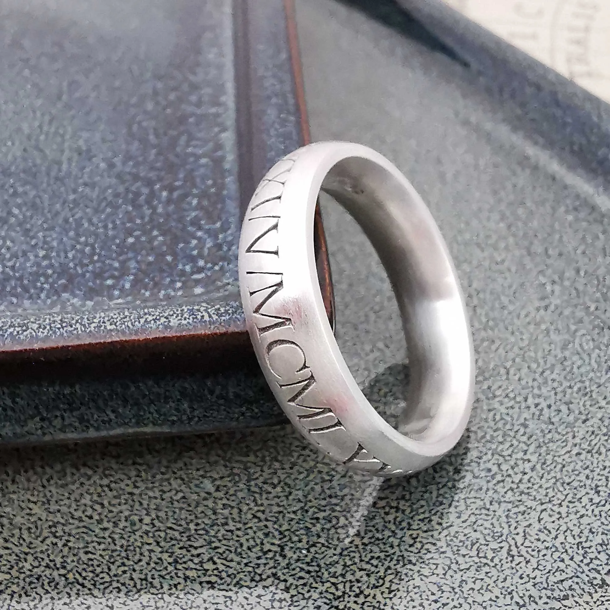 Roman Numerals 6mm Silver Ring