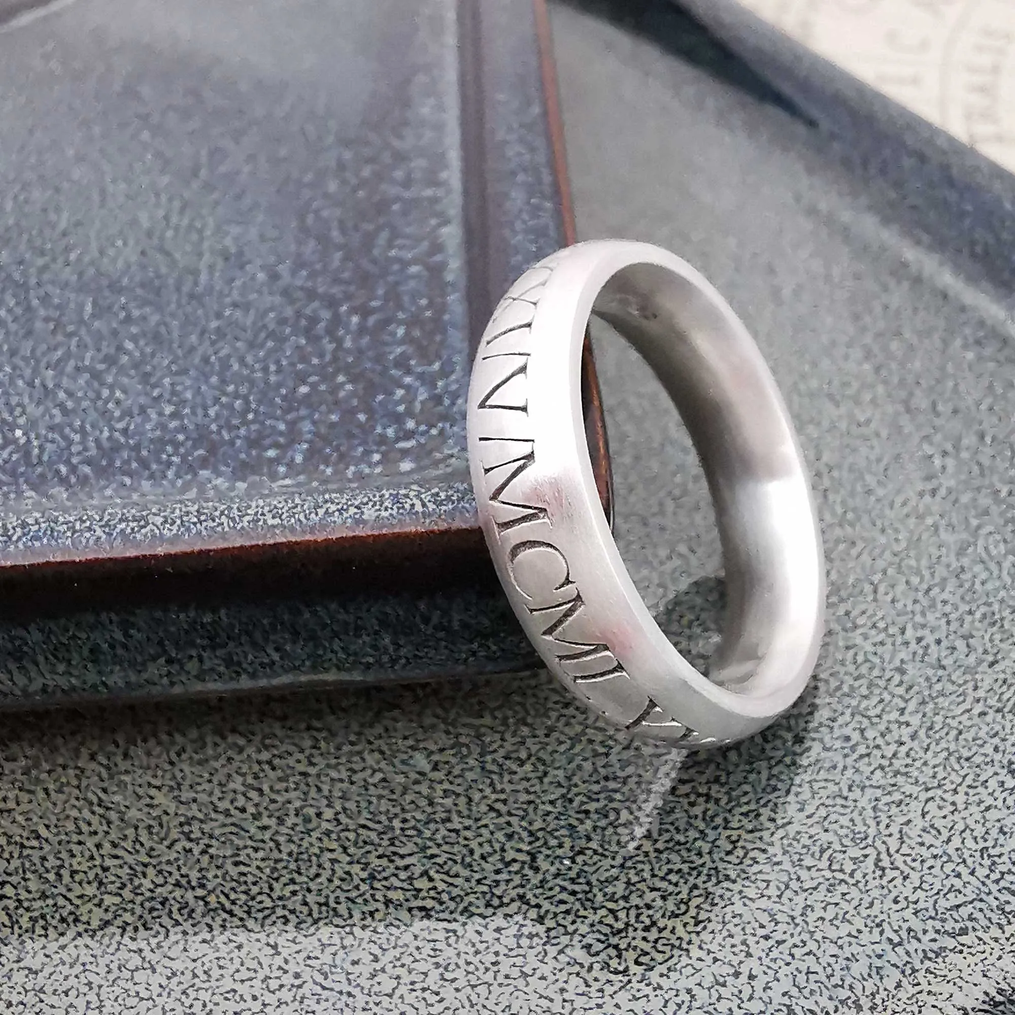 Roman Numerals 6mm Silver Ring