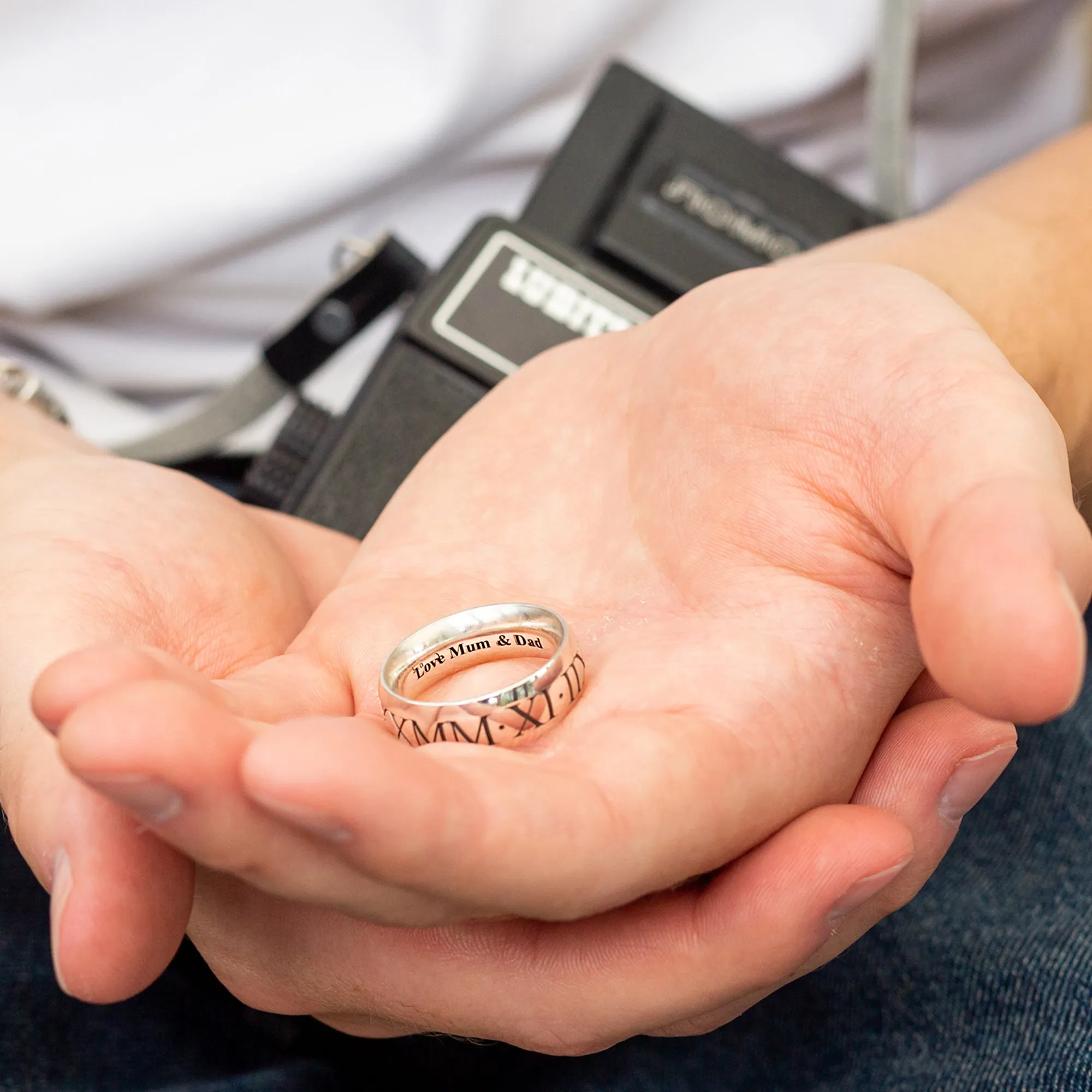 Roman Numerals Personalised Silver Ring