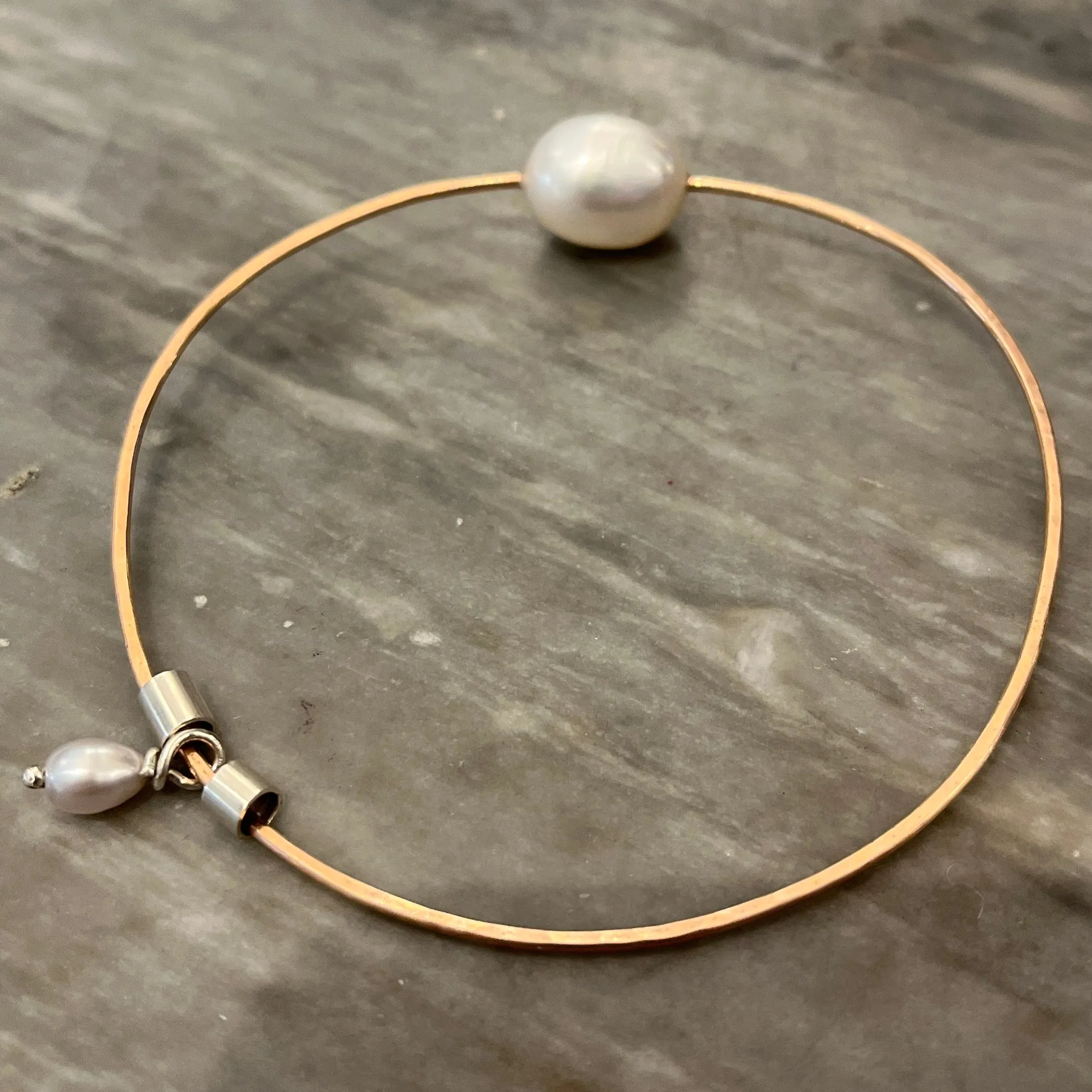 Rose gold fine charm bangle