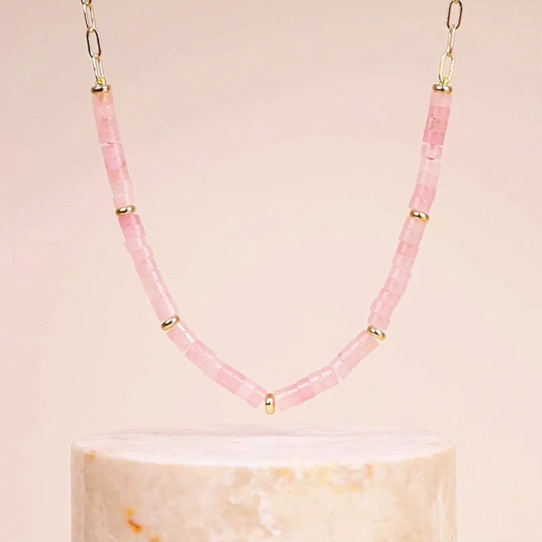 Rose Quartz Blush Gold Necklace