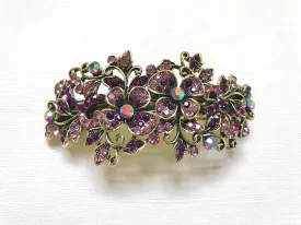 Sale! Vintage Purple Hair Accessory, Rhinestone Hair clip, Bridesmaids hair accessory, purple prom hair barrette, purple flower leaf hair cl