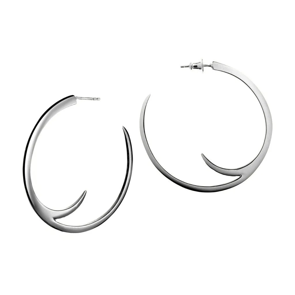 Silver Cat Claw Large Hoop Earrings