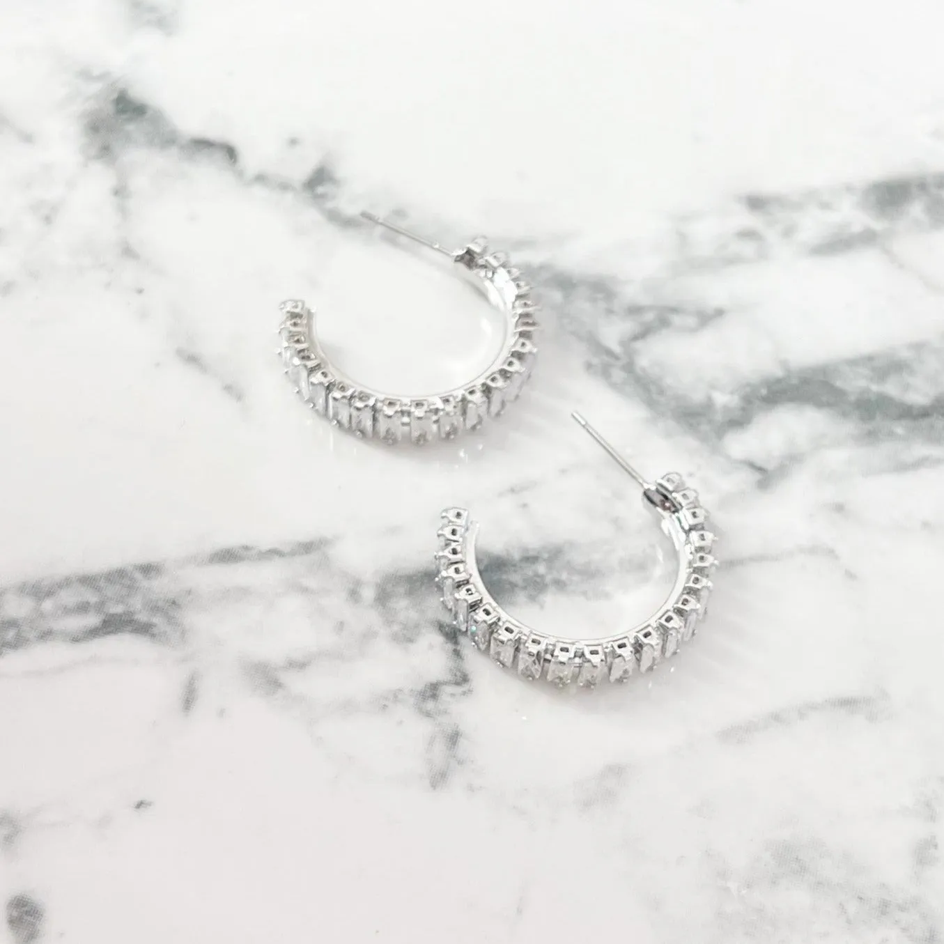 Silver Cubic Zirconia Hoop Earrings