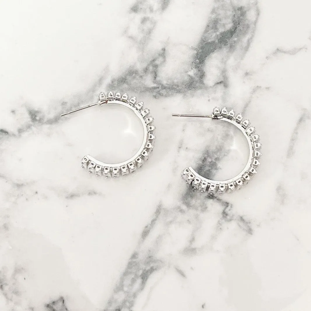 Silver Cubic Zirconia Hoop Earrings