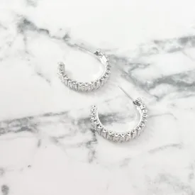 Silver Cubic Zirconia Hoop Earrings