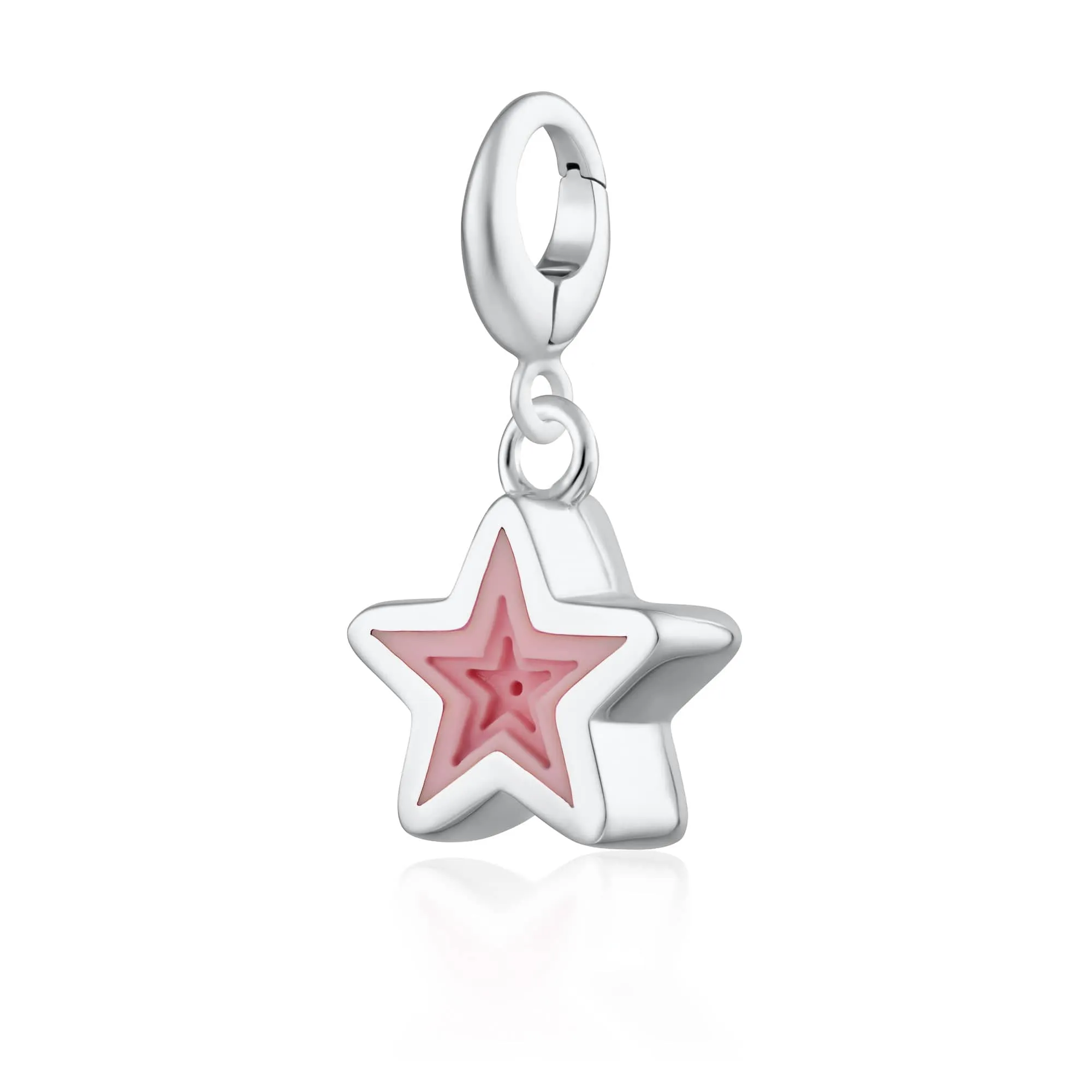 Silver Geometric Pink Star Charm