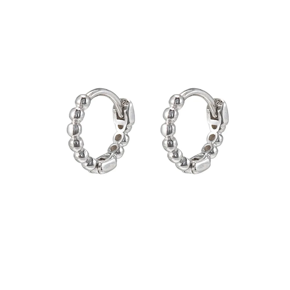 Sterling Silver Bubble Huggie Hoop Earrings