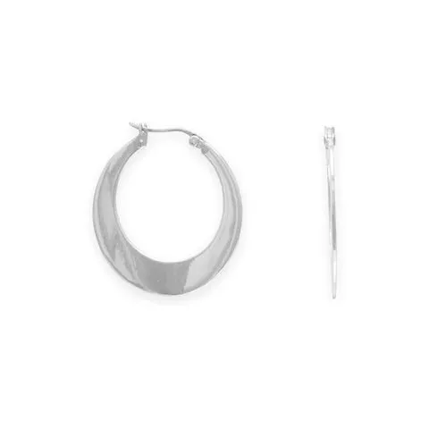 Sterling Silver Flat Tapered Click Hoop Earrings