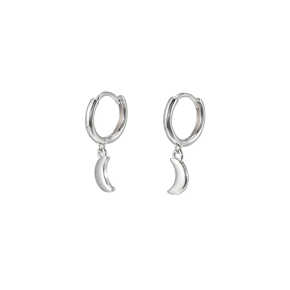 Sterling Silver Moon Huggie Earrings