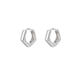 Sterling Silver Tetragon Huggie Earrings