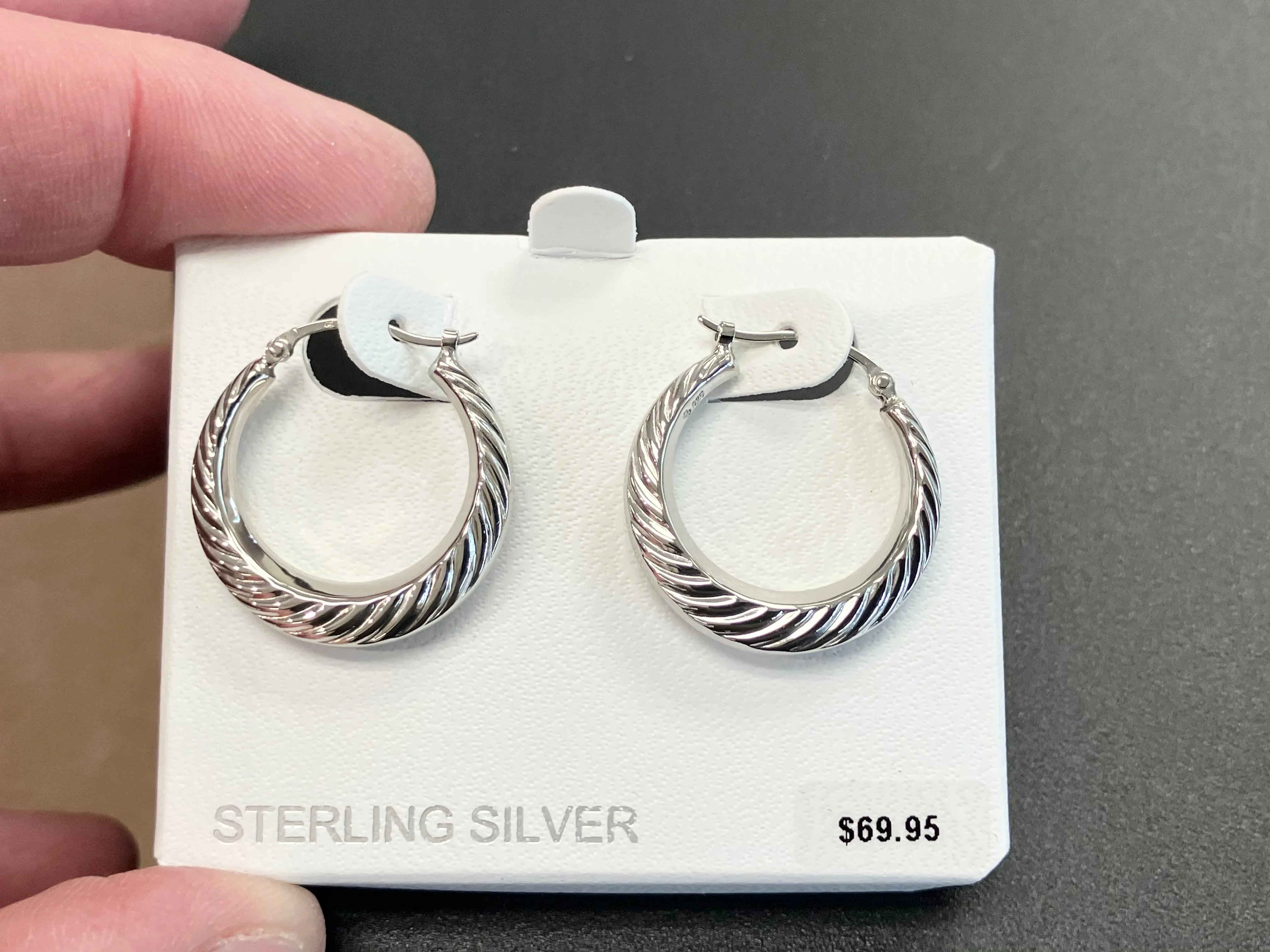 Swirled Shell Silver Hoop Earrings