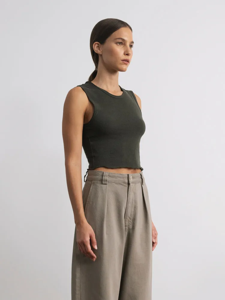 Tasi Crop, Regen Silk Noil Jersey, Eucalyptus