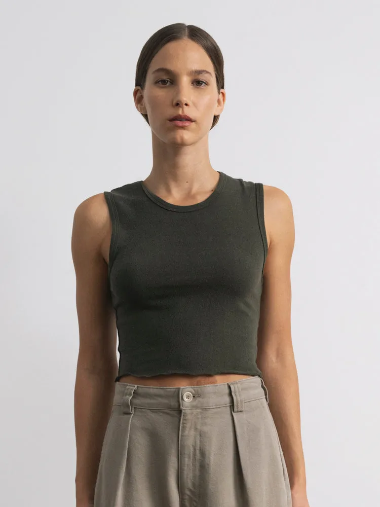 Tasi Crop, Regen Silk Noil Jersey, Eucalyptus