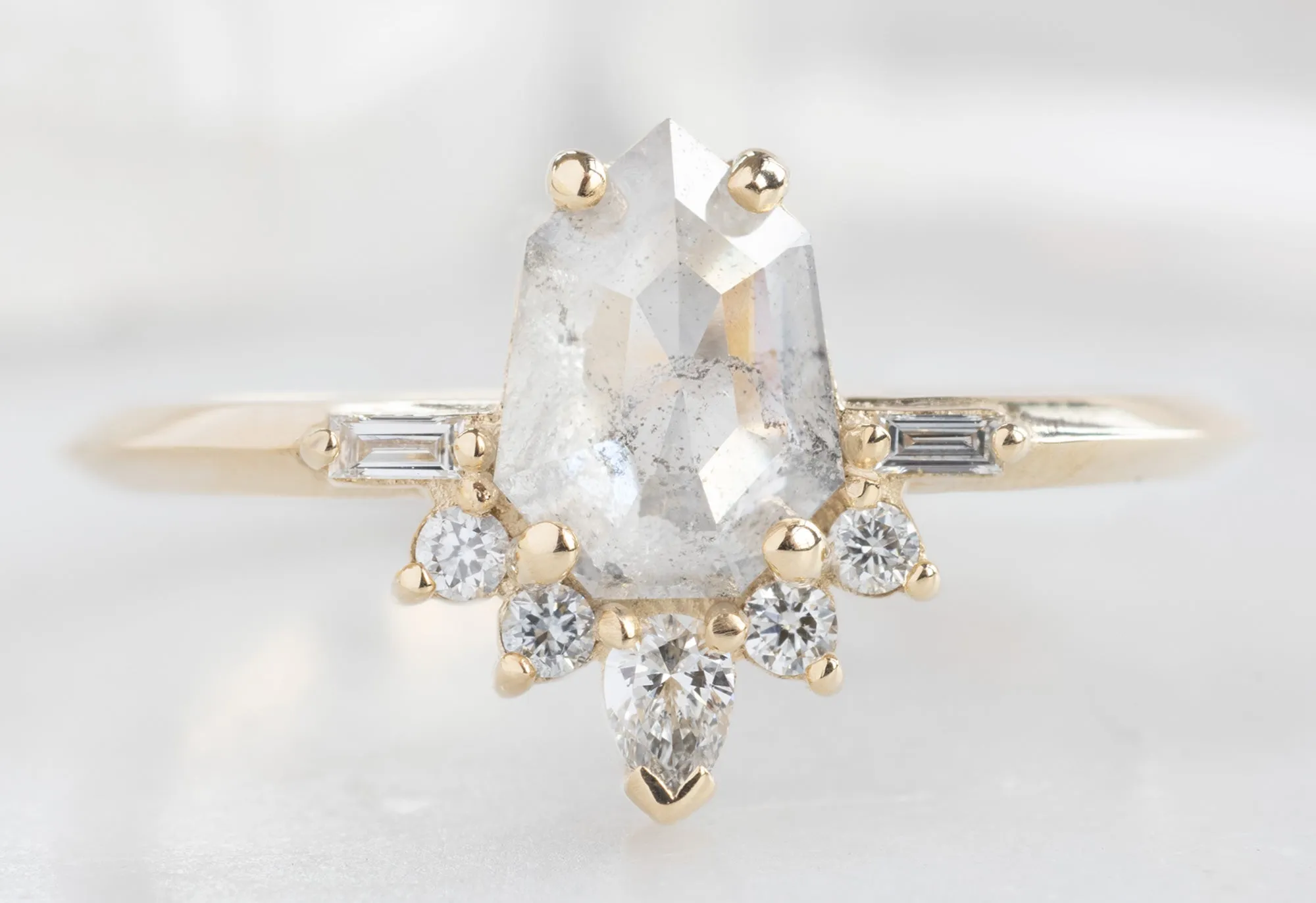 The Posy Ring with an Icy-White Geometric Diamond