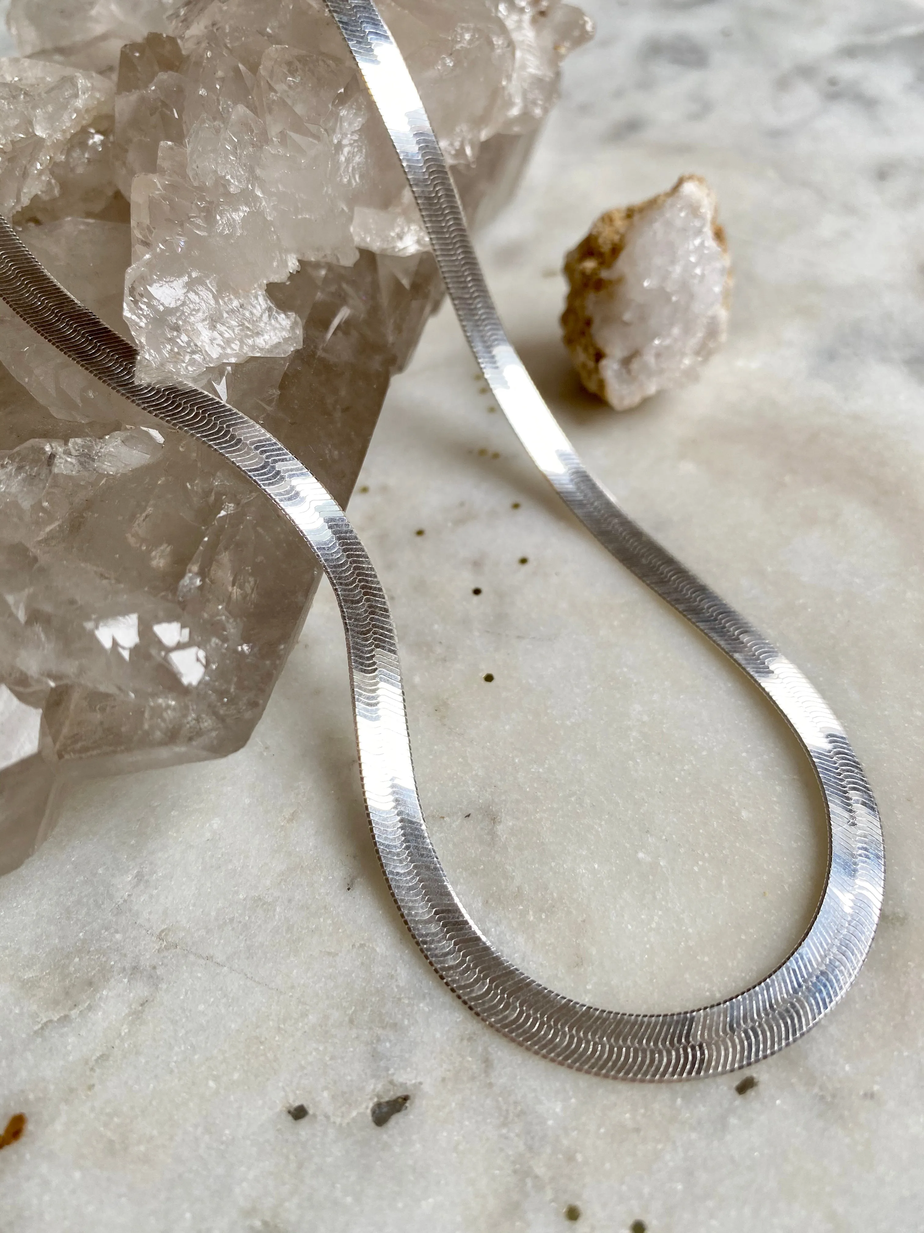 The Sterling Silver Herringbone Chain - Thick