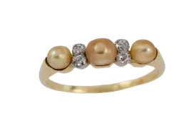 Vintage beige pearl and diamond ring