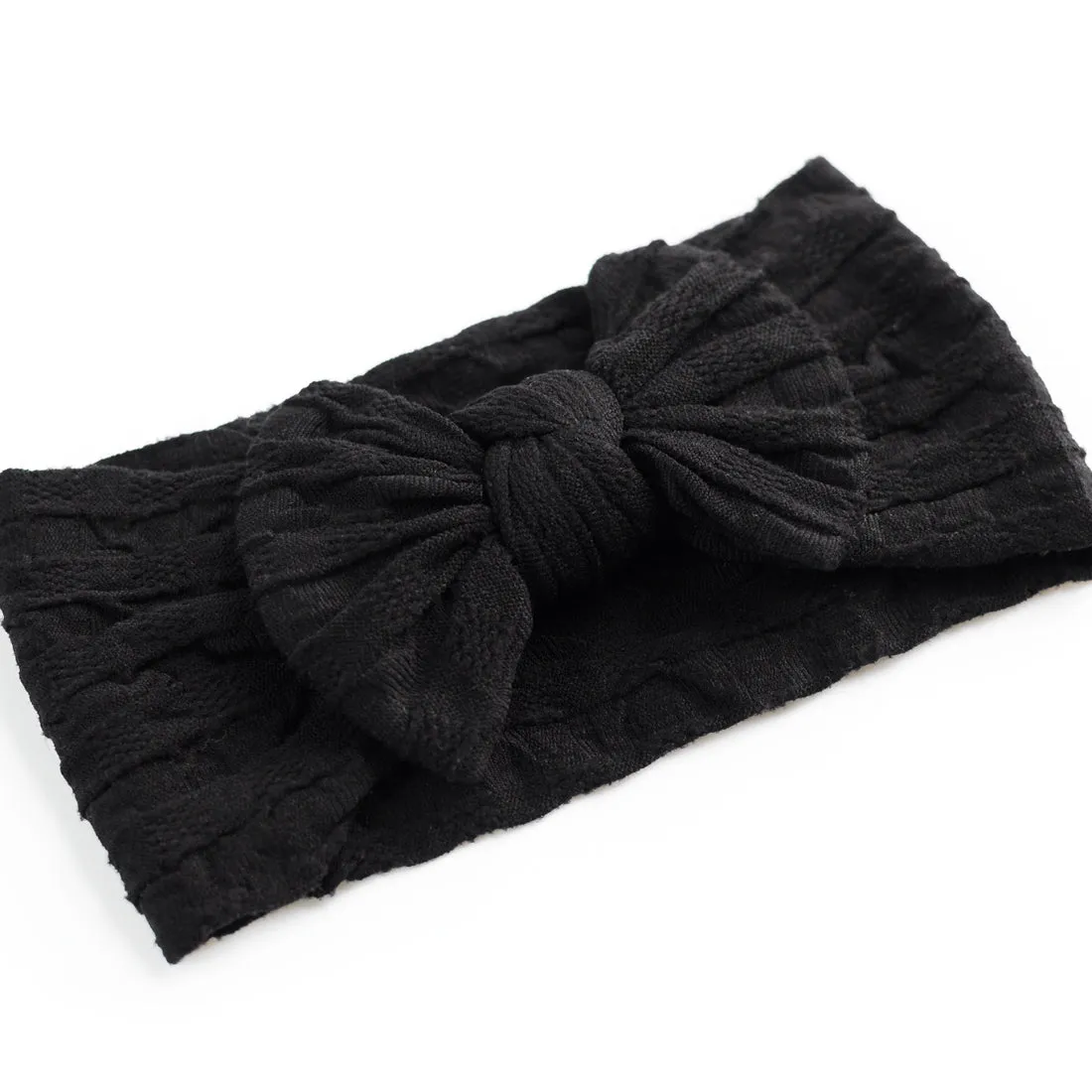 Waffle Bow Headband - Black