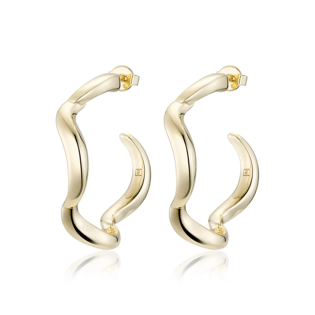 Wave Hoop Earrings - Large 35mm