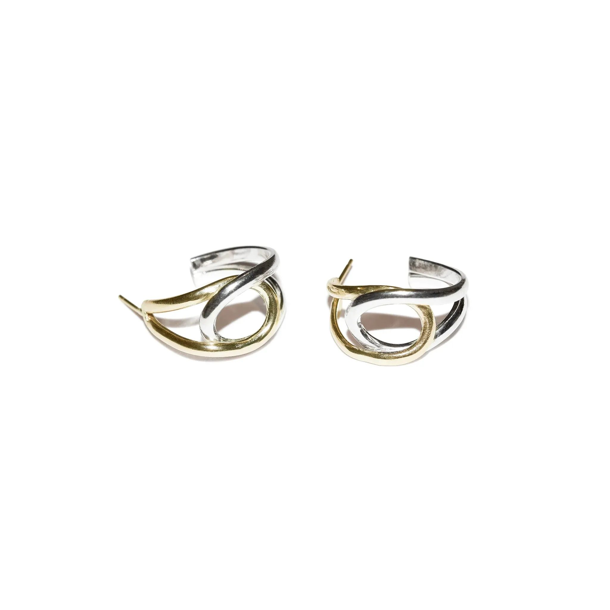 Weave Hoop Earrings - 9kt Gold & Sterling Silver