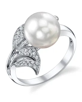 White South Sea Pearl & Diamond "Hazakura" Cocktail Ring