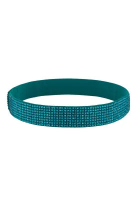 WIDE TEAL CRYSTAL BELT