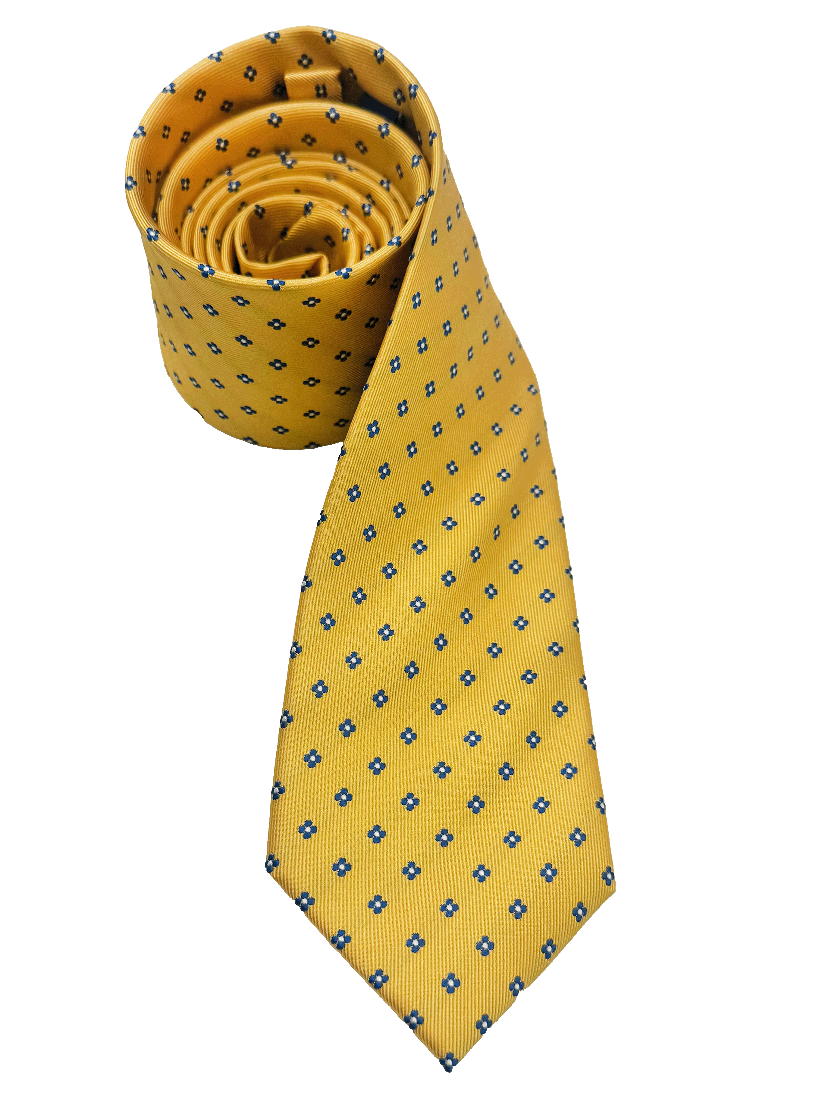 Yellow Floral Print Silk Tie