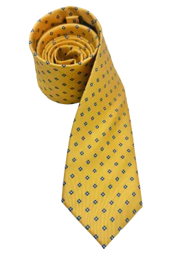 Yellow Floral Print Silk Tie